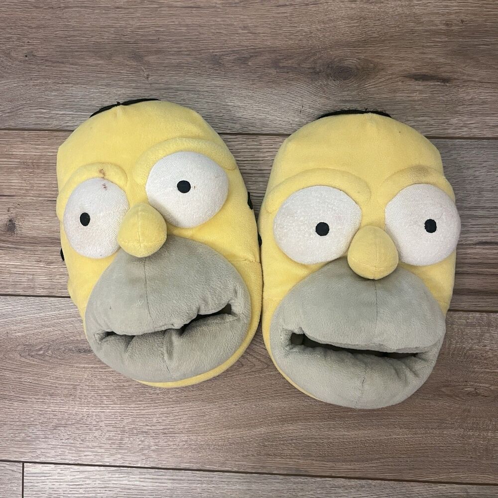 2007 The Simpsons Homer Simpson Yellow Plush Slippers Adult Medium 9-10